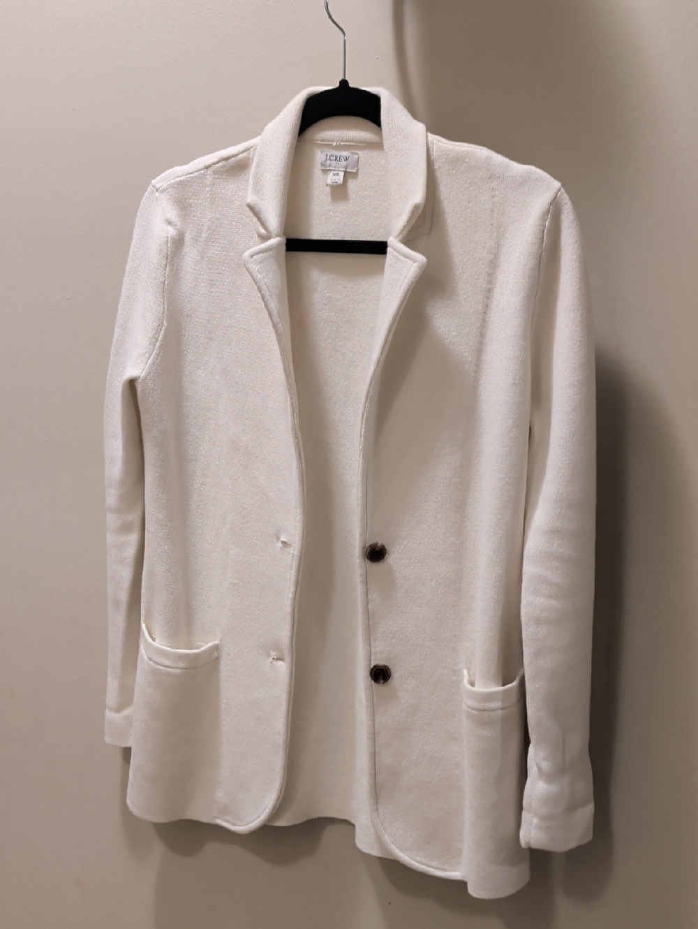 J. Crew Cream Knit Blazer with Patch Pockets XS